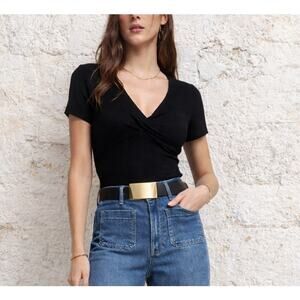 Aqua Women's Black Plunge Top Sz. Medium NEW V-Neck Whimsigoth